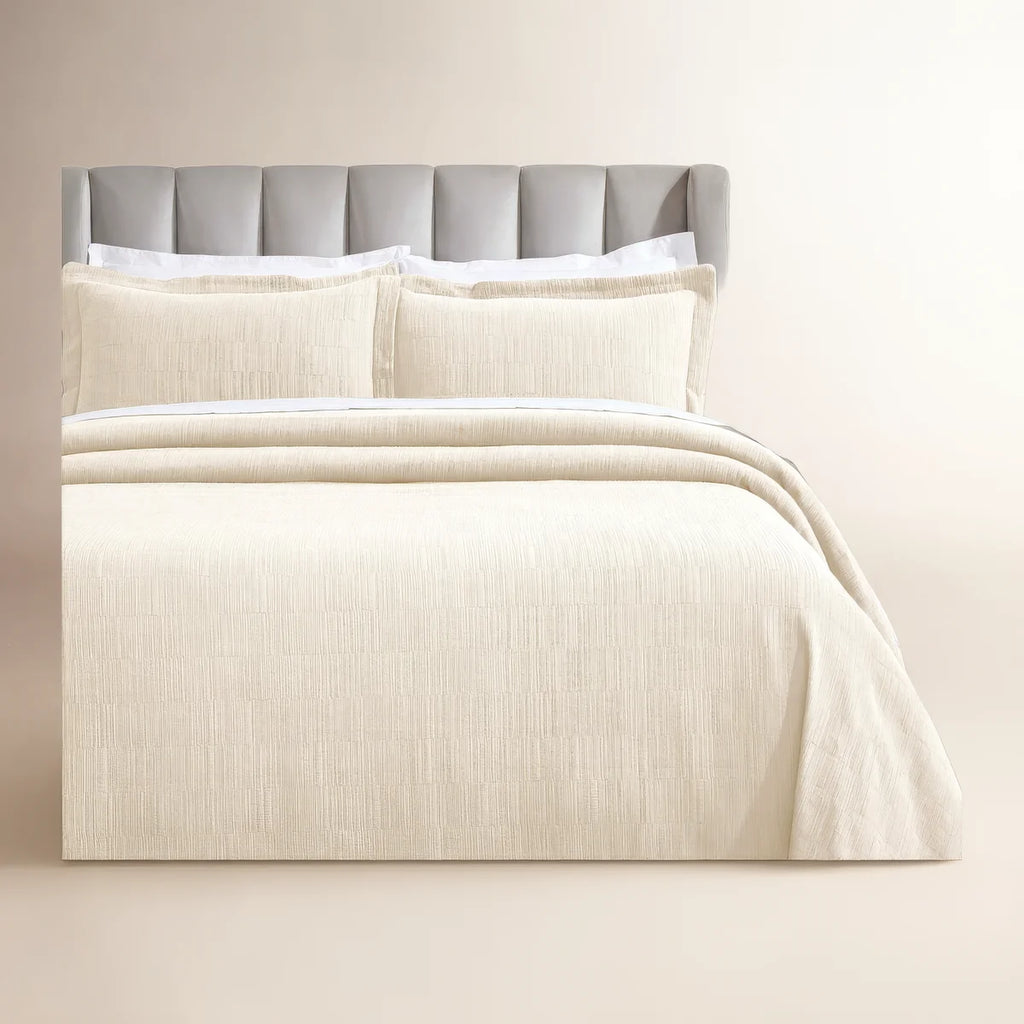 Zenith Cotton Medium Weight Textured Modern Geometric Matelasse Bedspread And Sham Set By