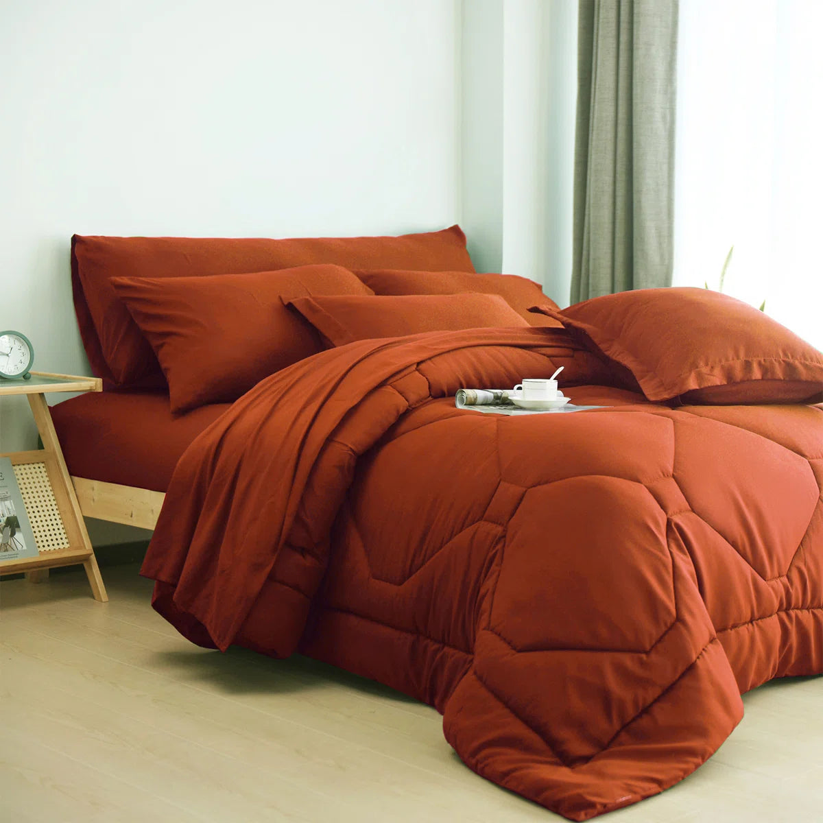 8 PCS Modern Comforter Set with Sheets All Season Bed in a Bag