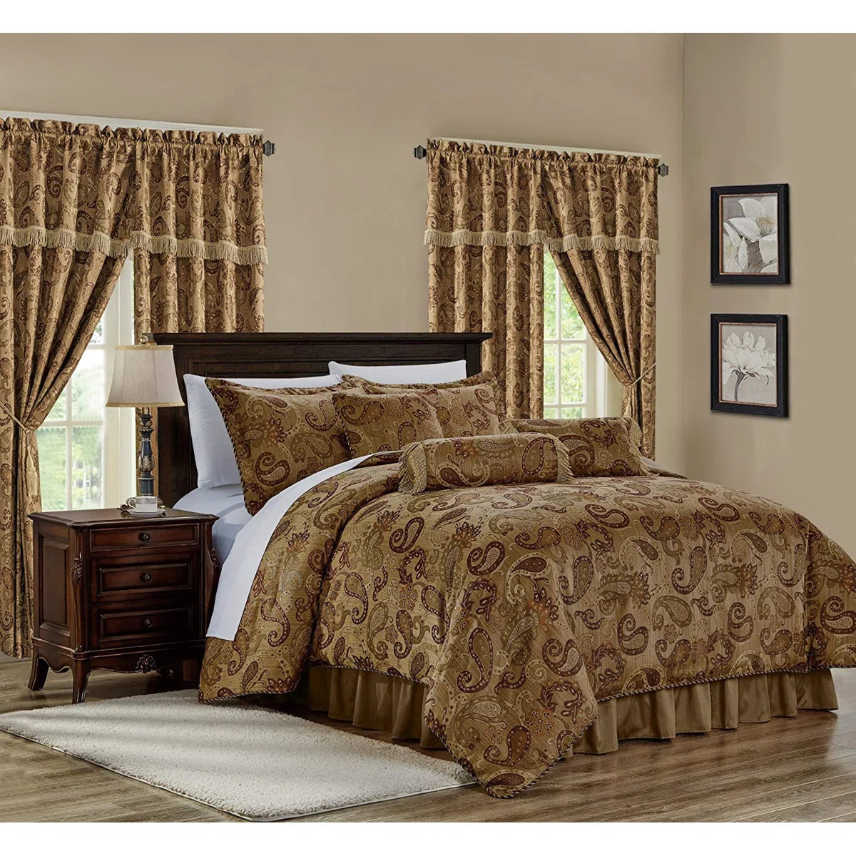 Adelle 7 Piece Paisley Jacquard comforter Set