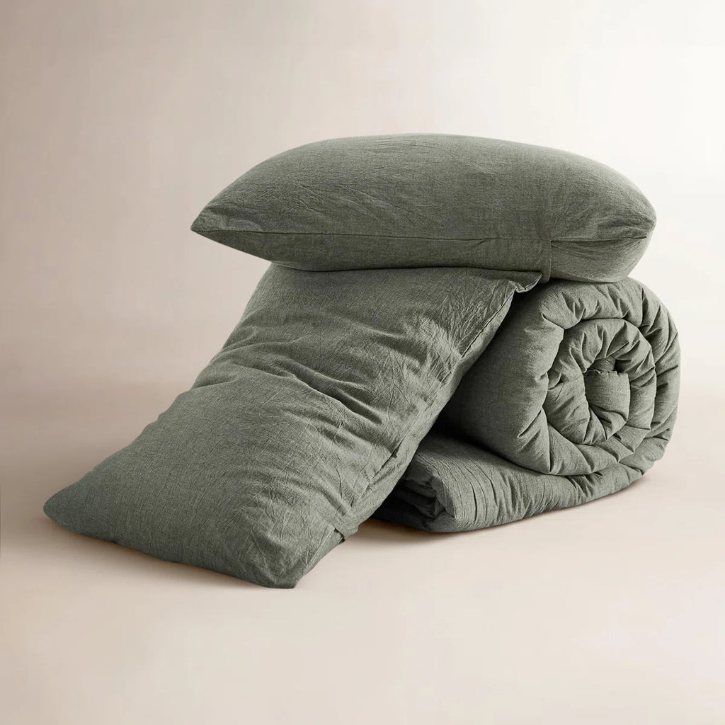 washed Comforter Set with 100% Cotton Outer Covert