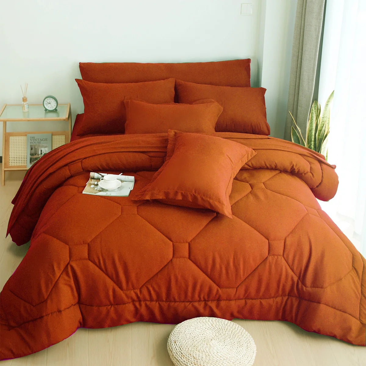 8 PCS Modern Comforter Set with Sheets All Season Bed in a Bag
