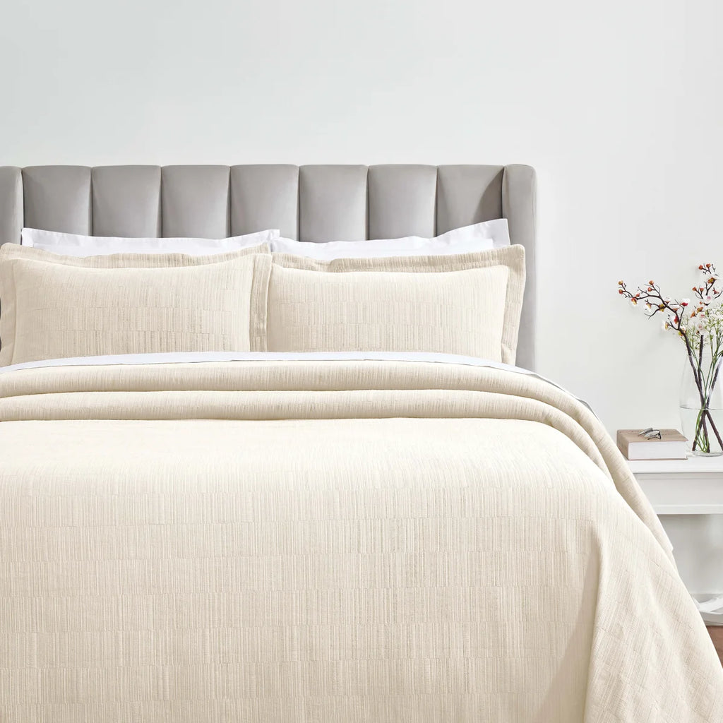 Zenith Cotton Medium Weight Textured Modern Geometric Matelasse Bedspread And Sham Set By