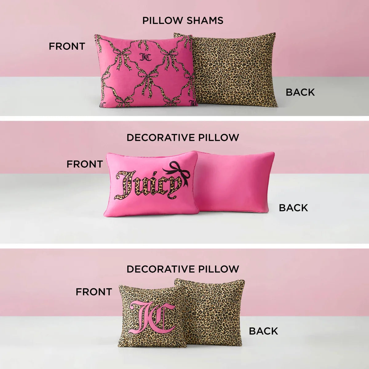 Juicy Couture Cheetah Bow Trellis Reversible Comforter Set (Set of 5)