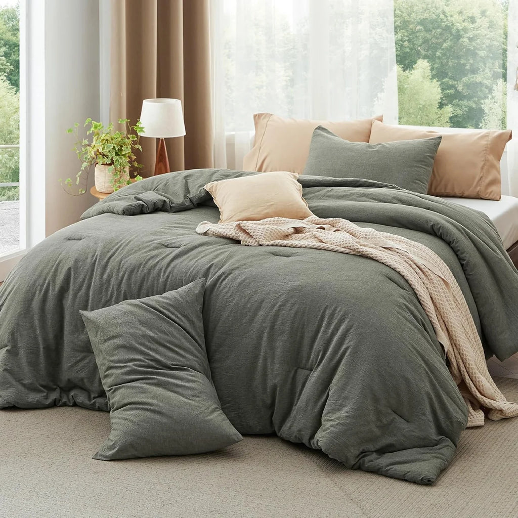washed Comforter Set with 100% Cotton Outer Covert