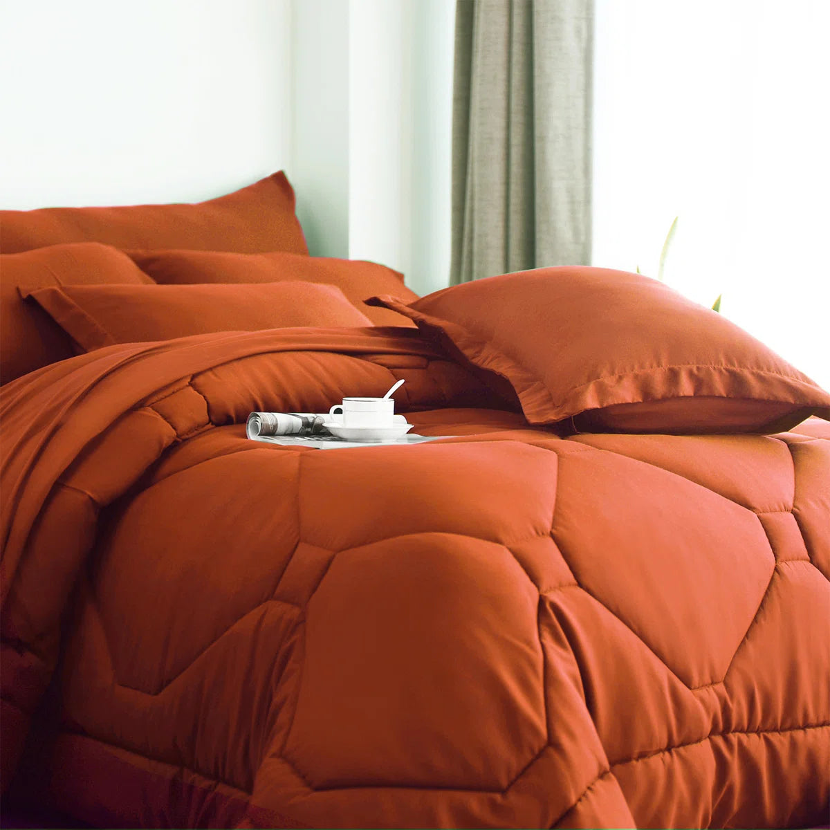 8 PCS Modern Comforter Set with Sheets All Season Bed in a Bag