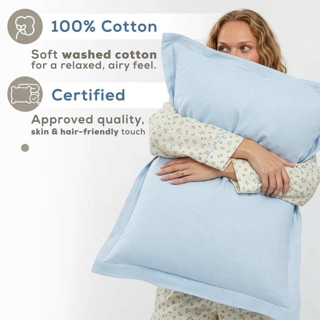 100% Cotton Washed Percale Solid Duvet Cover Set - Includes 1 Duvet Cover & 2 Pillow Sham Set