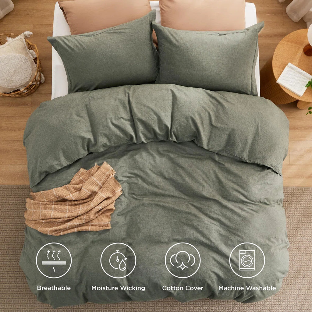 washed Comforter Set with 100% Cotton Outer Covert