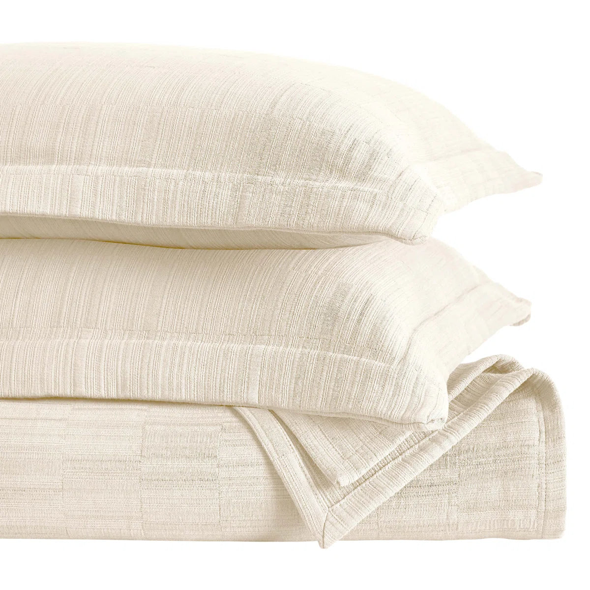 Zenith Cotton Medium Weight Textured Modern Geometric Matelasse Bedspread And Sham Set By