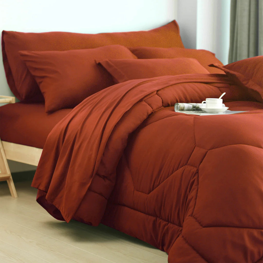 8 PCS Modern Comforter Set with Sheets All Season Bed in a Bag