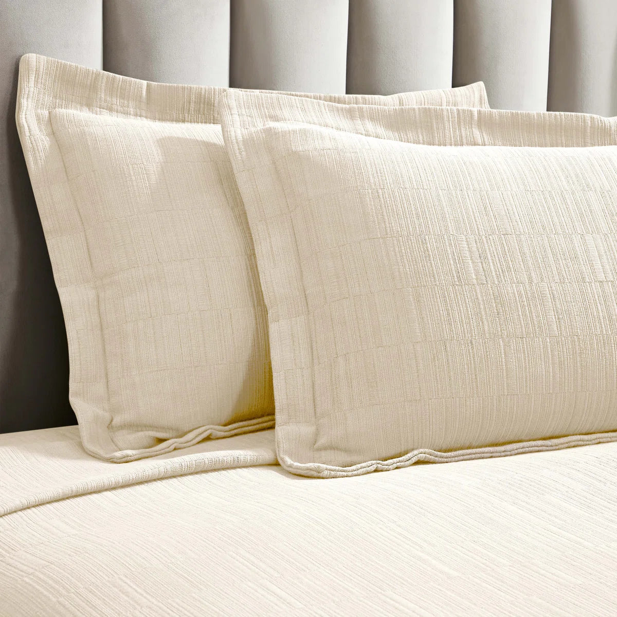 Zenith Cotton Medium Weight Textured Modern Geometric Matelasse Bedspread And Sham Set By